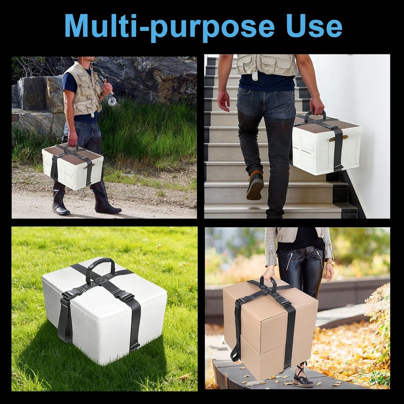 Aurosturt Box Carrying Strap with Handle 9.8 Feet Adjustable Straps for Battery Box Handheld Belt Carry Straps for Safely Moving and Lifting Heavy Boxes (Black, 9.8FT) - Image 2